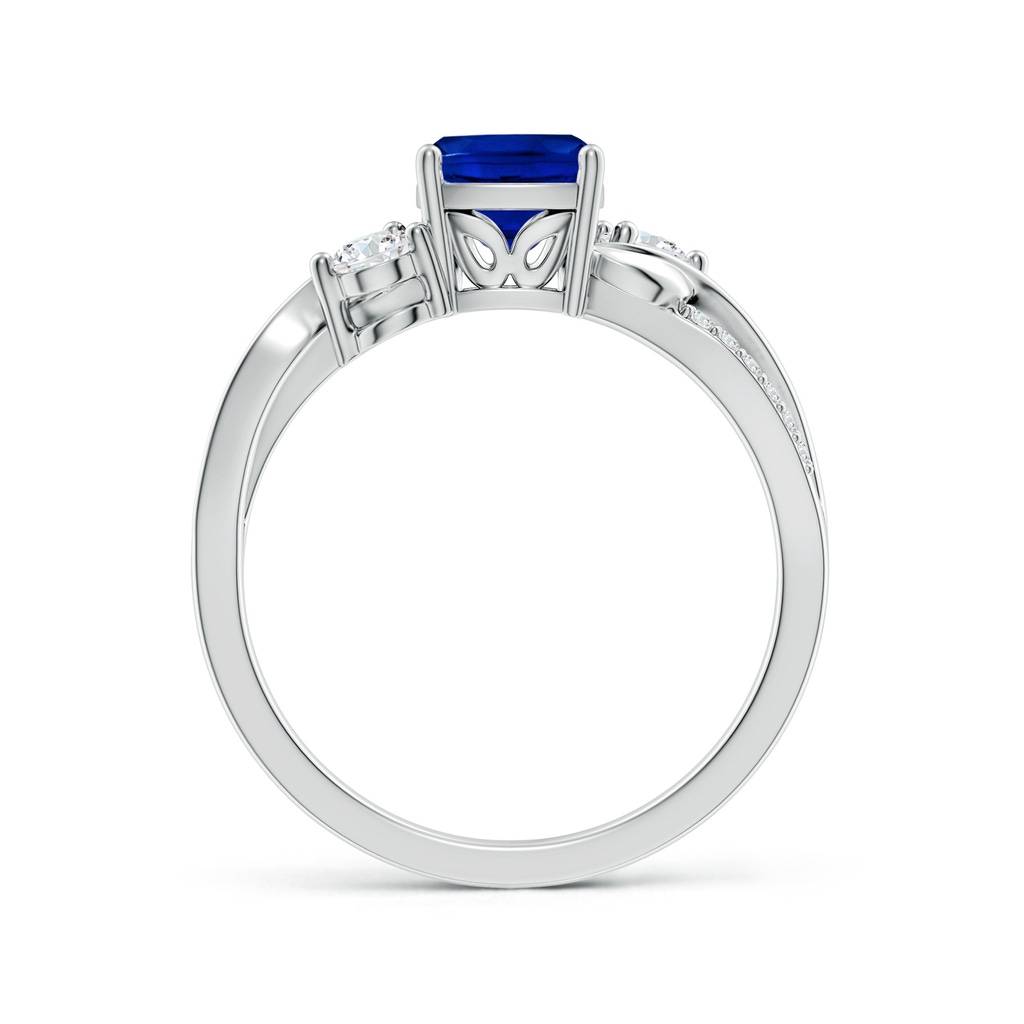 6mm Labgrown Nature Inspired Cushion Lab-Grown Blue Sapphire Twisted Vine Engagement Ring in White Gold Side 199