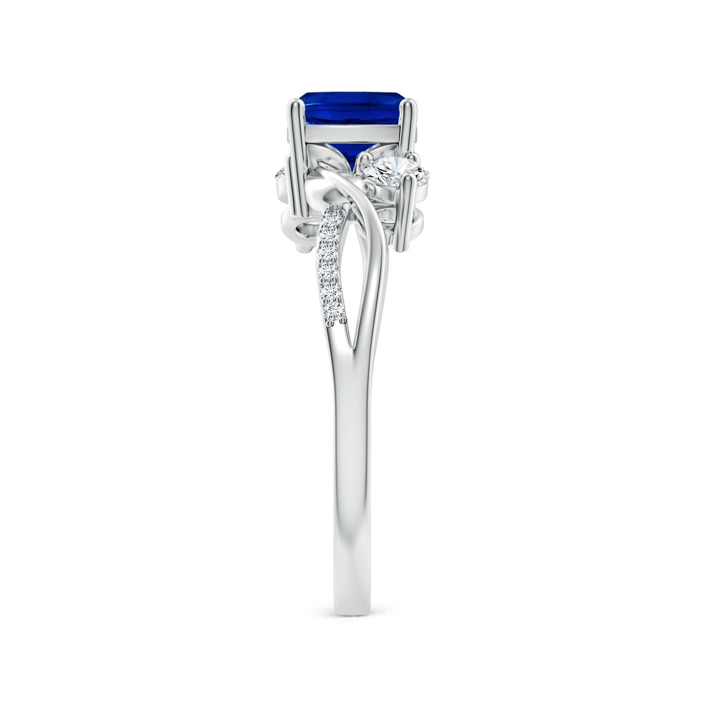 6mm Labgrown Nature Inspired Cushion Lab-Grown Blue Sapphire Twisted Vine Engagement Ring in White Gold Side 299