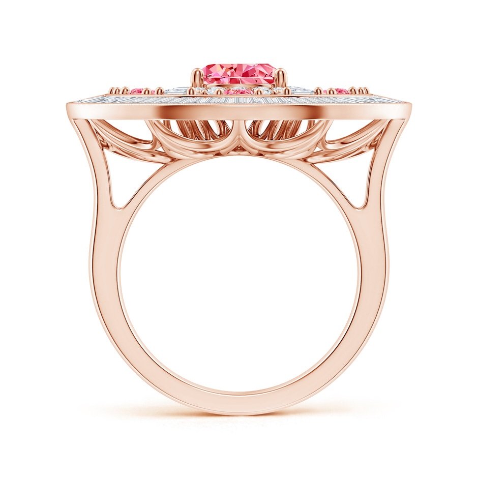 10x8mm Labgrown Aurora Art Deco Style Pear Lab-Grown Fancy Intense Pink Diamond Halo Statement Ring in 18K Rose Gold side 199