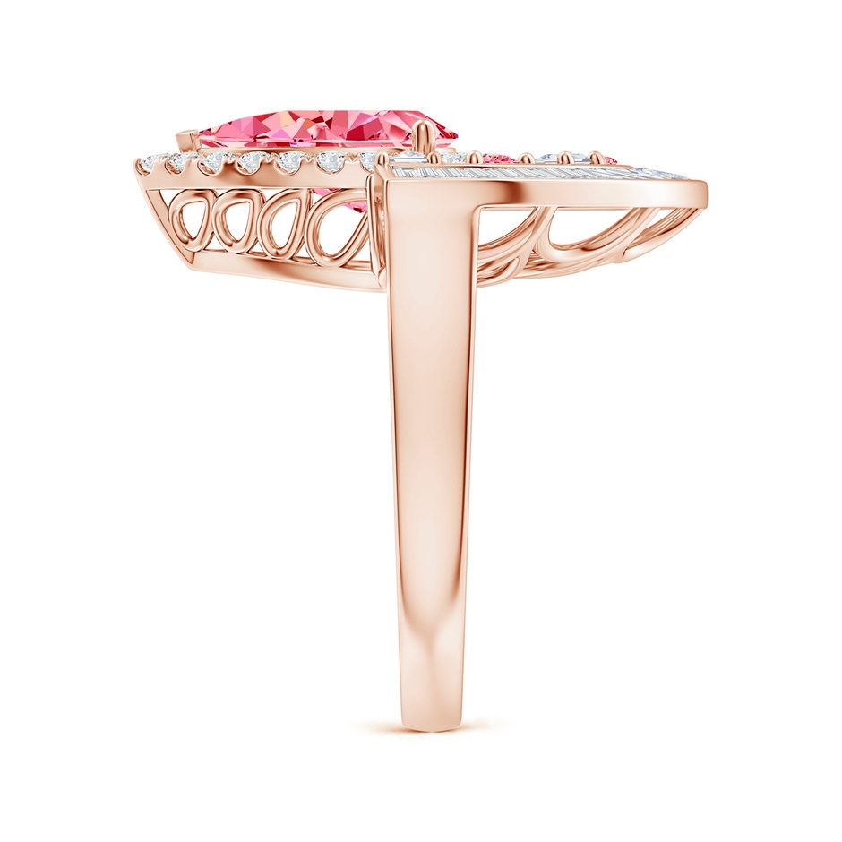 10x8mm Labgrown Aurora Art Deco Style Pear Lab-Grown Fancy Intense Pink Diamond Halo Statement Ring in 18K Rose Gold side 299