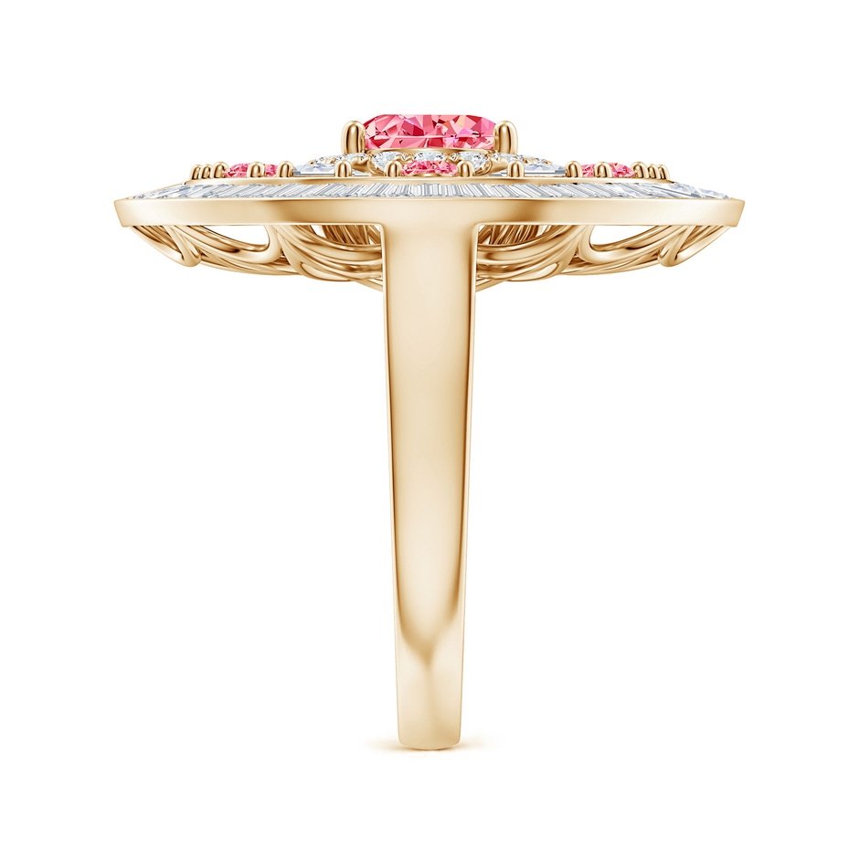 10x8mm Labgrown Aurora Art Deco Style Pear Lab-Grown Fancy Intense Pink Diamond Statement Ring in 18K Yellow Gold side 299