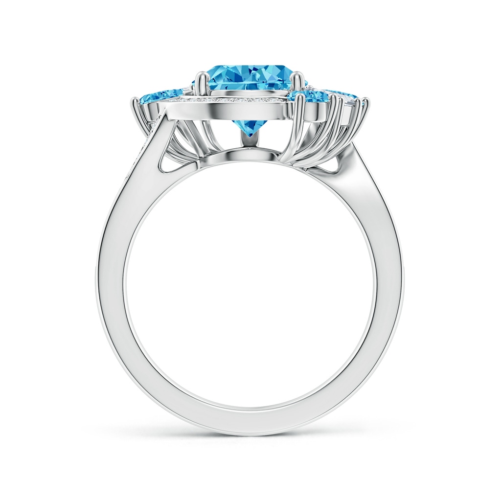 12x8mm Labgrown Aurora Pear Lab-Grown Fancy Intense Blue Diamond Halo Bypass Ring in 18K White Gold - side 199
