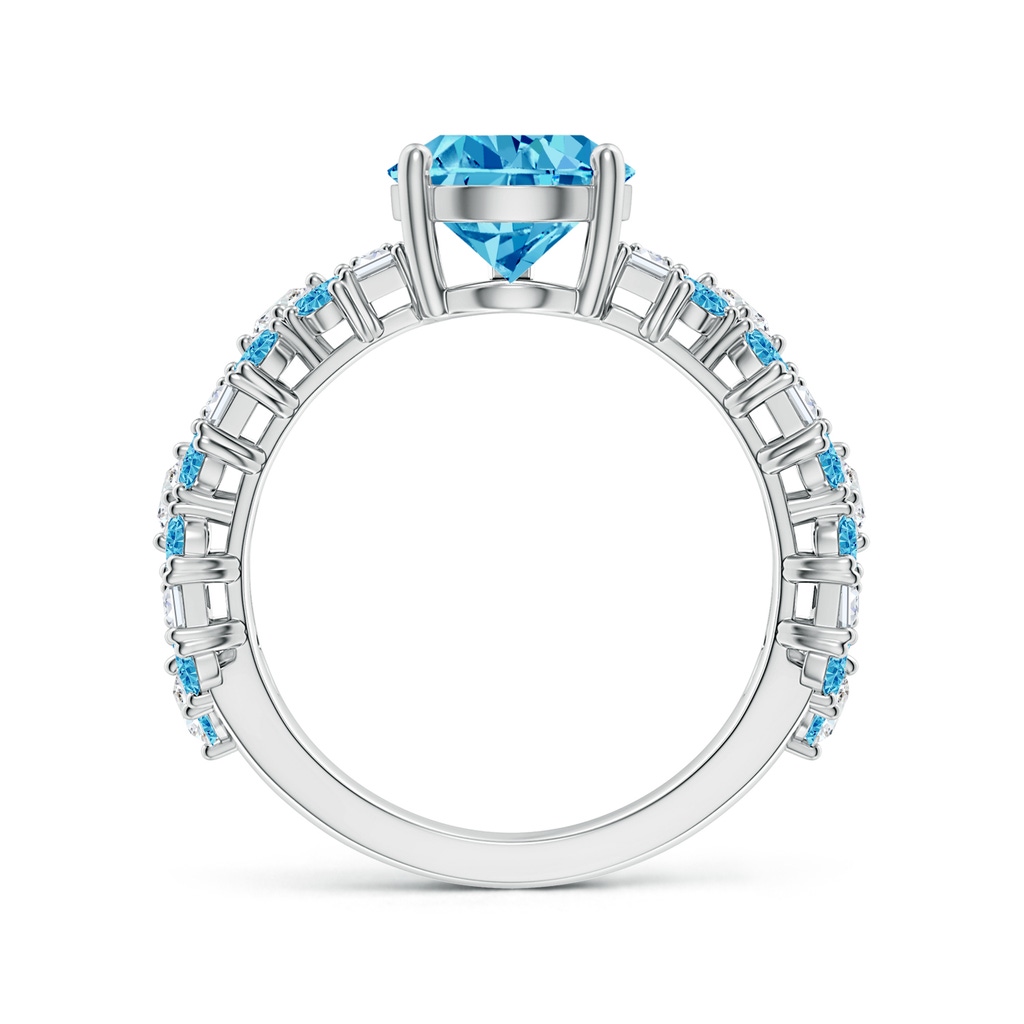 12x8mm Labgrown Aurora Pear Lab-Grown Fancy Intense Blue Diamond Side Stone Statement Ring in 18K White Gold - side 199
