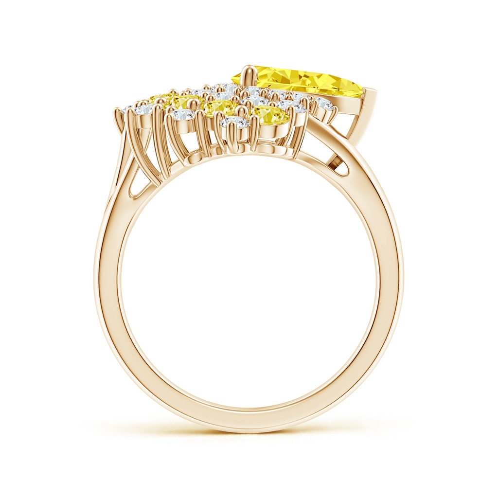 9.5x6mm Labgrown Aurora Pear Lab-Grown Fancy Intense Yellow Diamond Double Halo Statement Ring in 18K Yellow Gold - side 199