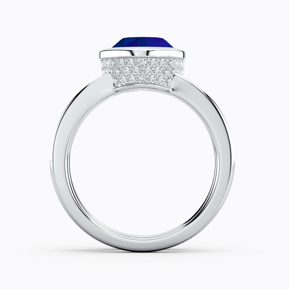 10x8mm Labgrown Bezel-Set Oval Lab-Grown Blue Sapphire Dual Shank Ring with Accents in White Gold side 199