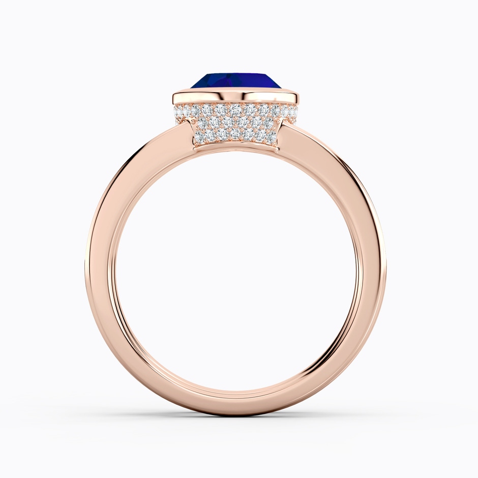 9x7mm Labgrown Bezel-Set Oval Lab-Grown Blue Sapphire Dual Shank Ring with Accents in Rose Gold side 199