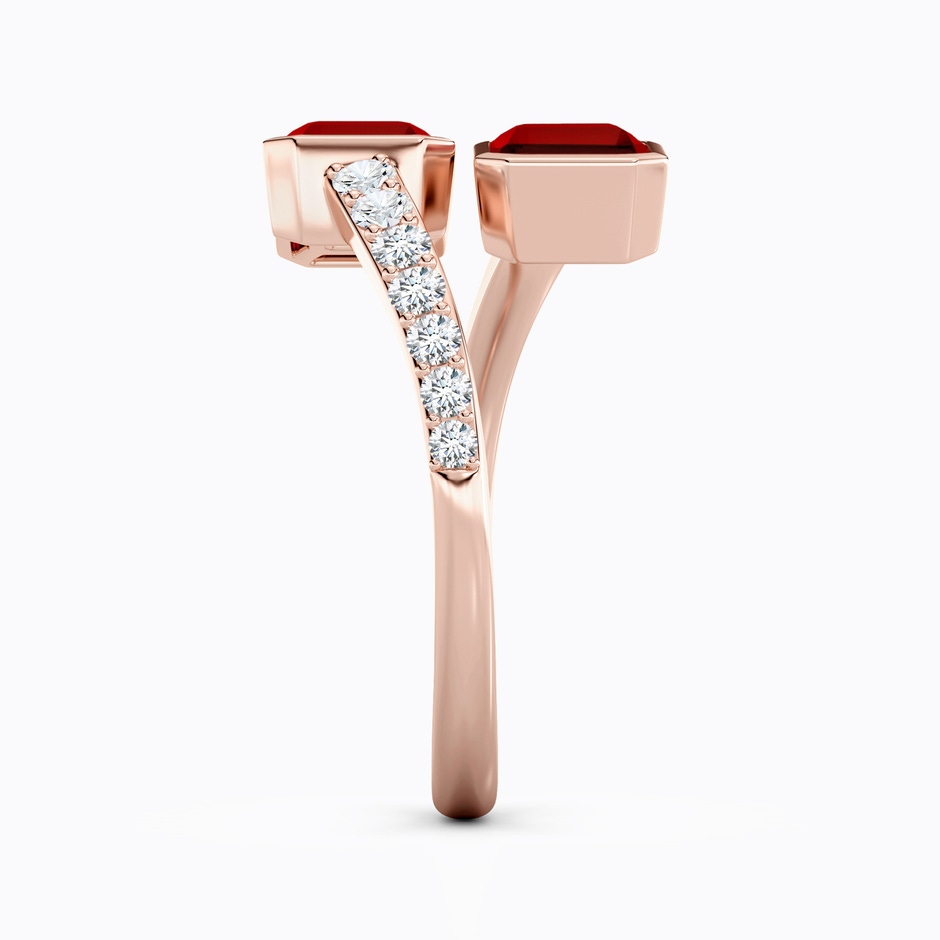 7x5mm Labgrown Emerald-Cut Lab-Grown Ruby Two Stone Bypass Ring in Rose Gold side 299