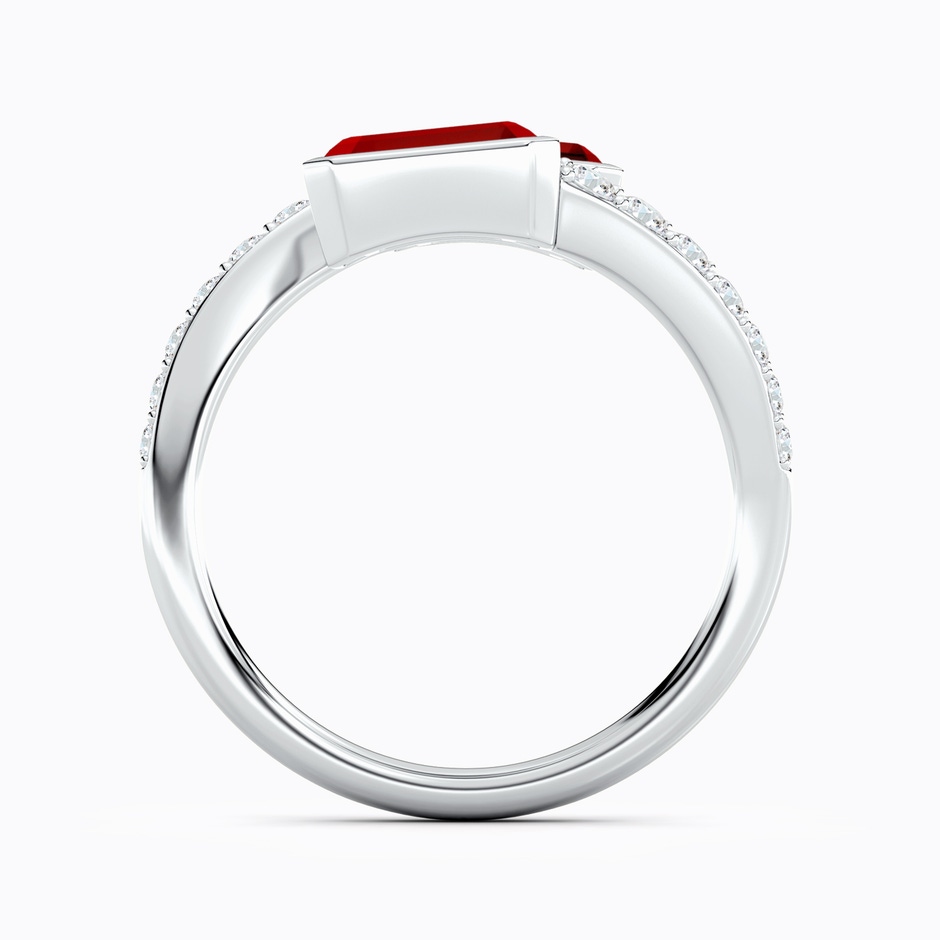 7x5mm Labgrown Emerald-Cut Lab-Grown Ruby Two Stone Bypass Ring in White Gold side 199