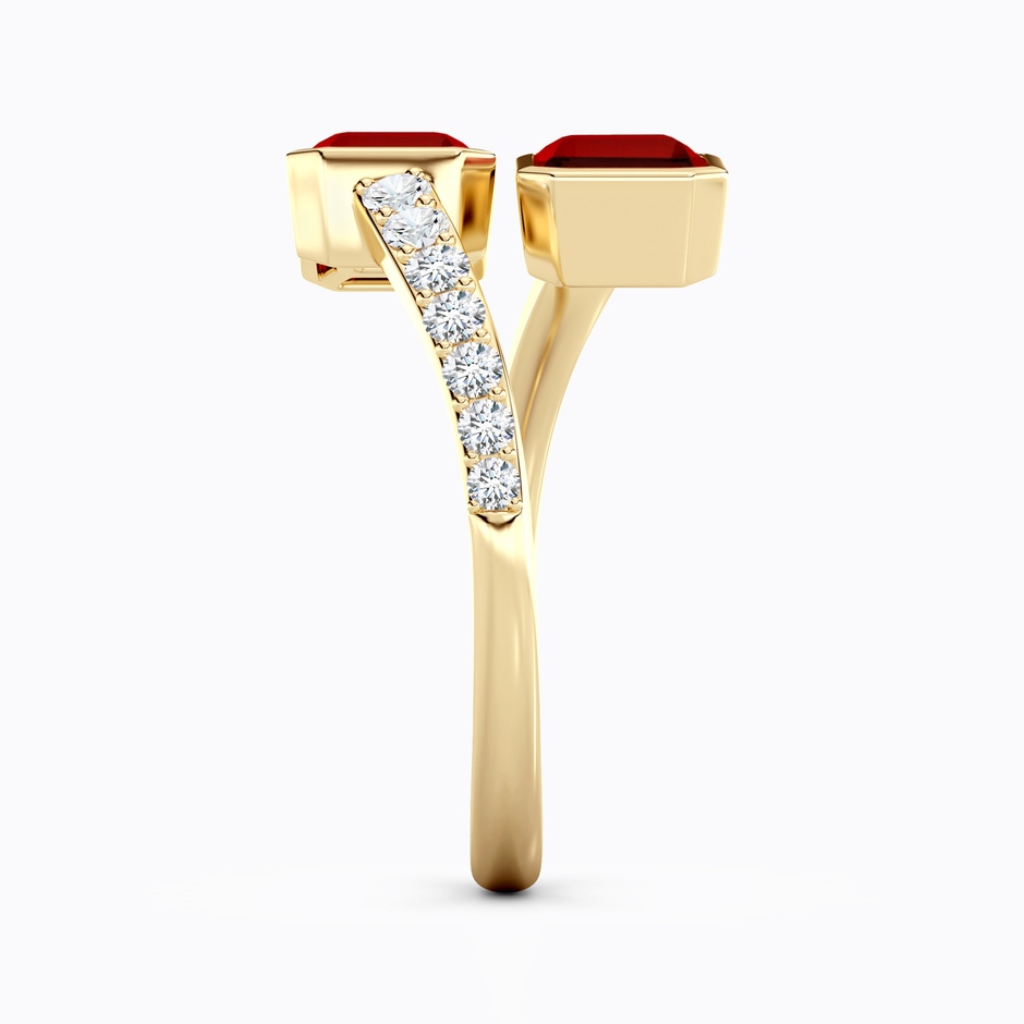 7x5mm Labgrown Emerald-Cut Lab-Grown Ruby Two Stone Bypass Ring in Yellow Gold side 299