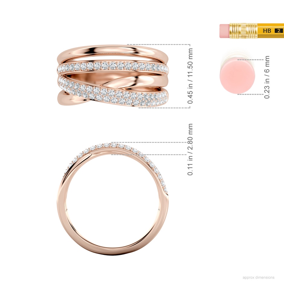 1.2mm FGVS Pave-Set Lab-Grown Diamond Multi-Row Ring in Rose Gold ruler