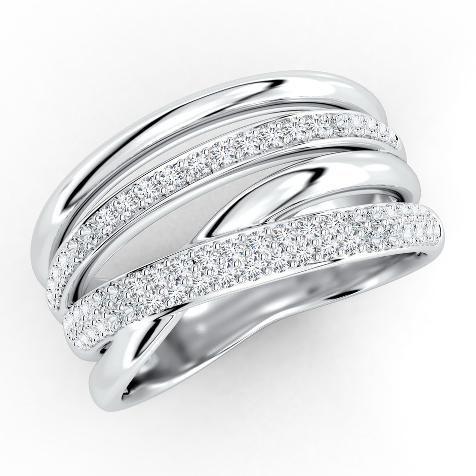 1.2mm FGVS Pave-Set Lab-Grown Diamond Multi-Row Ring in White Gold 