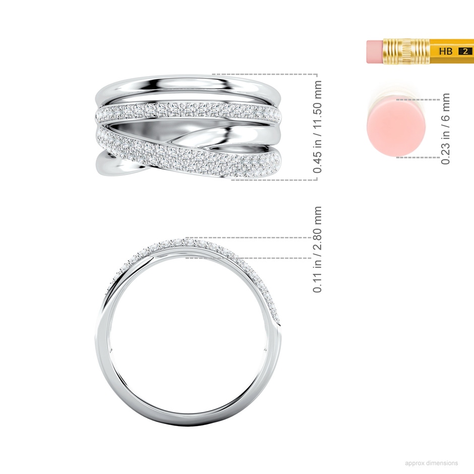 1.2mm FGVS Pave-Set Lab-Grown Diamond Multi-Row Ring in White Gold ruler