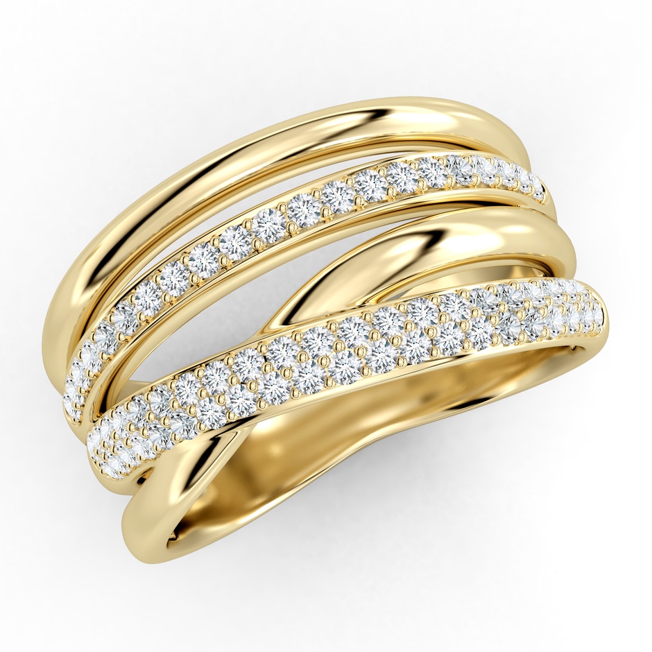1.2mm FGVS Pave-Set Lab-Grown Diamond Multi-Row Ring in Yellow Gold 