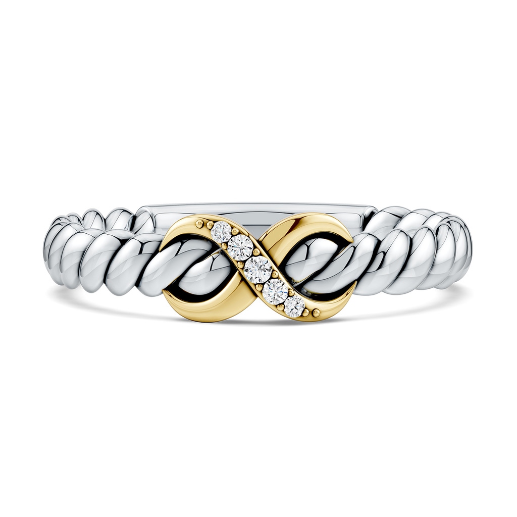 1.3mm FGVS Oxidized Sterling Silver and 18K Yellow Gold Lab-Grown Diamond Infinity Ring in  Sterling Silver & 18K Yellow Gold