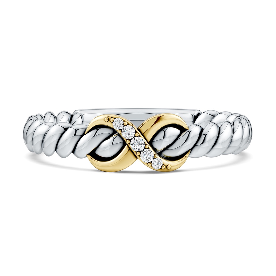 1.3mm FGVS Oxidized Sterling Silver and 18K Yellow Gold Lab-Grown Diamond Infinity Ring in  Sterling Silver & 18K Yellow Gold 