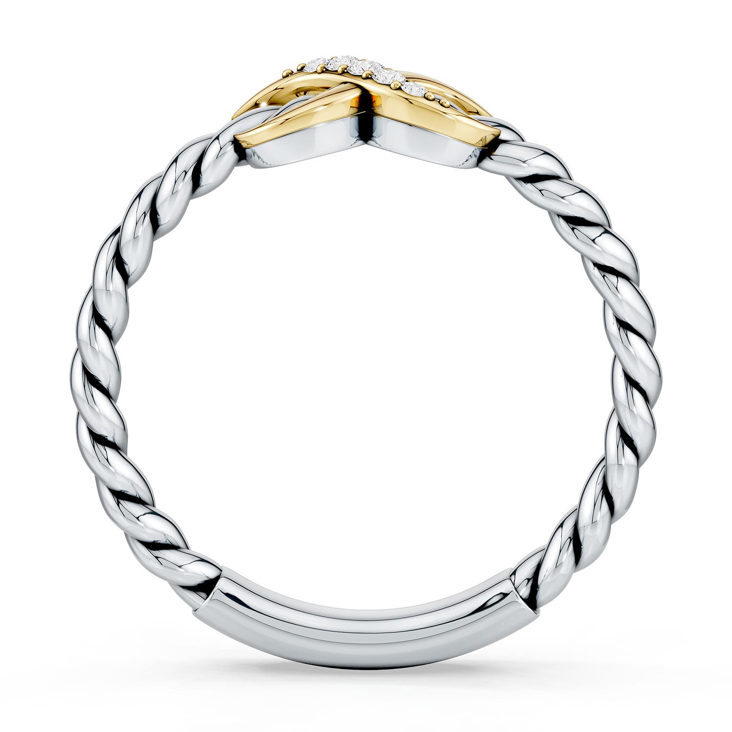 1.3mm FGVS Oxidized Sterling Silver and 18CT Yellow Gold Lab-Grown Diamond Infinity Ring in Sterling Silver & 18CT Yellow Gold - side 3