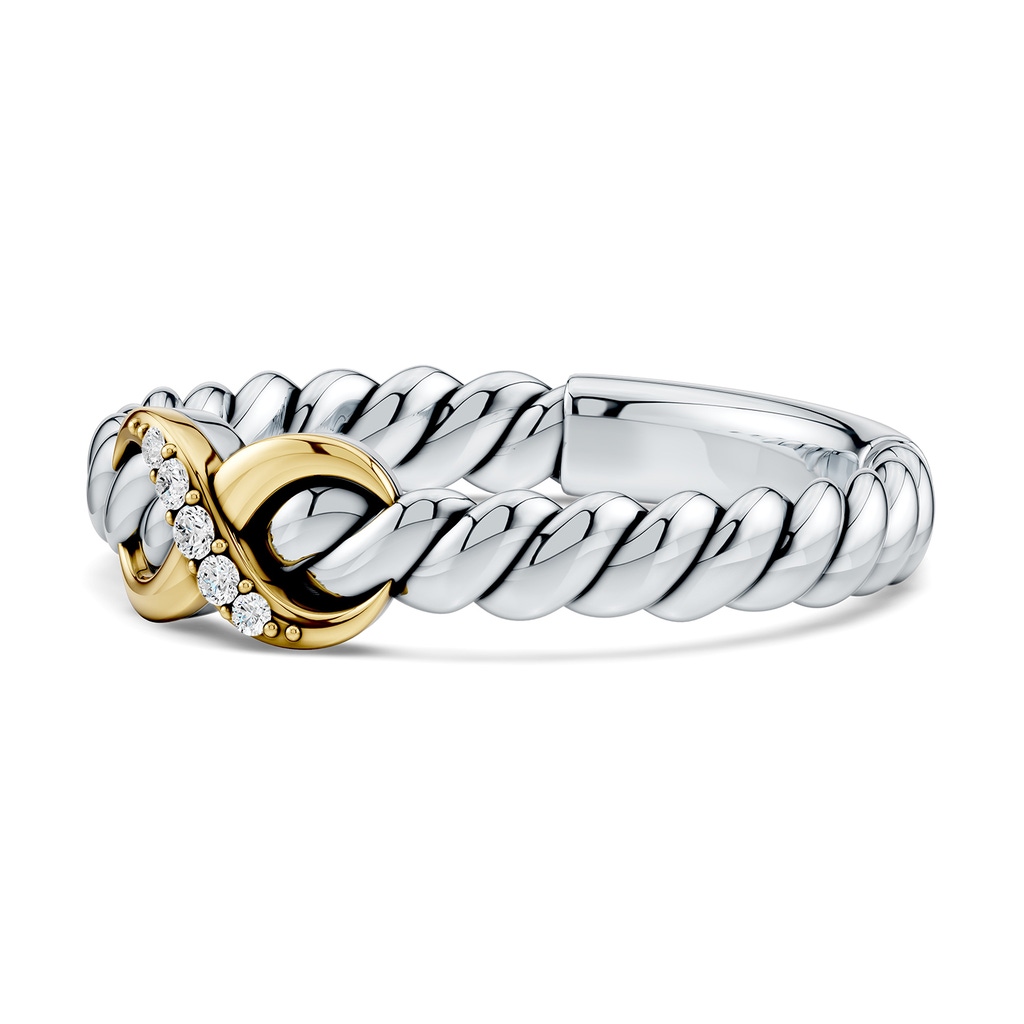 1.3mm FGVS Oxidized Sterling Silver and 18K Yellow Gold Lab-Grown Diamond Infinity Ring in  Sterling Silver & 18K Yellow Gold - side 199