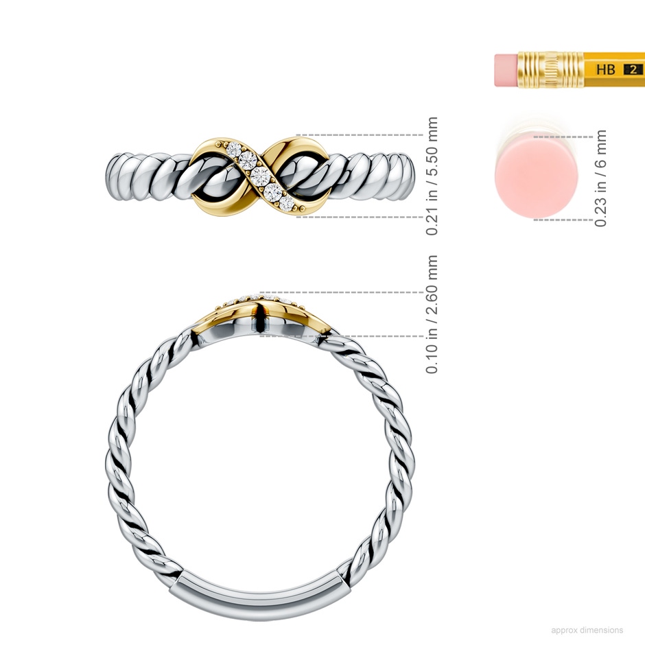 1.3mm FGVS Oxidized Sterling Silver and 18K Yellow Gold Lab-Grown Diamond Infinity Ring in  Sterling Silver & 18K Yellow Gold ruler