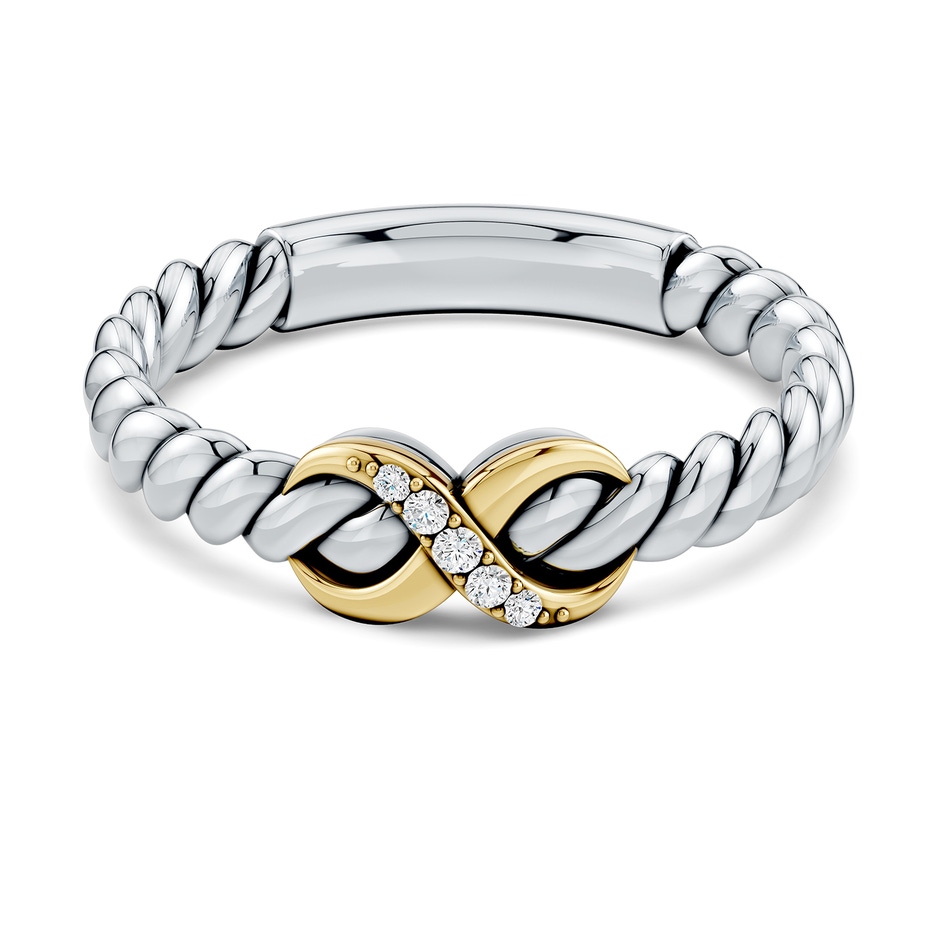 1.3mm FGVS Oxidized Sterling Silver and 18K Yellow Gold Lab-Grown Diamond Infinity Ring in  Sterling Silver & 18K Yellow Gold side 699