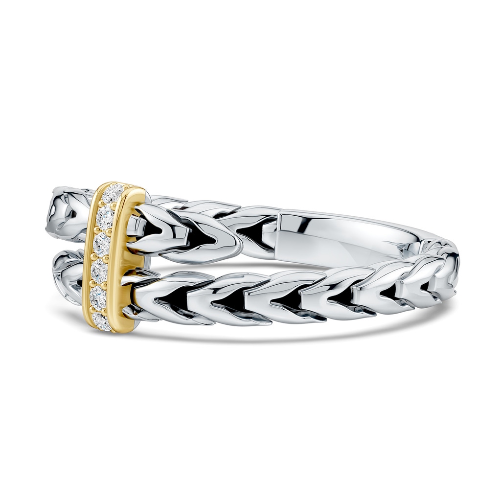 1.2mm FGVS Oxidized Sterling Silver and 18K Yellow Gold Lab-Grown Diamond Bypass Ring in  Sterling Silver & 18K Yellow Gold - side 199