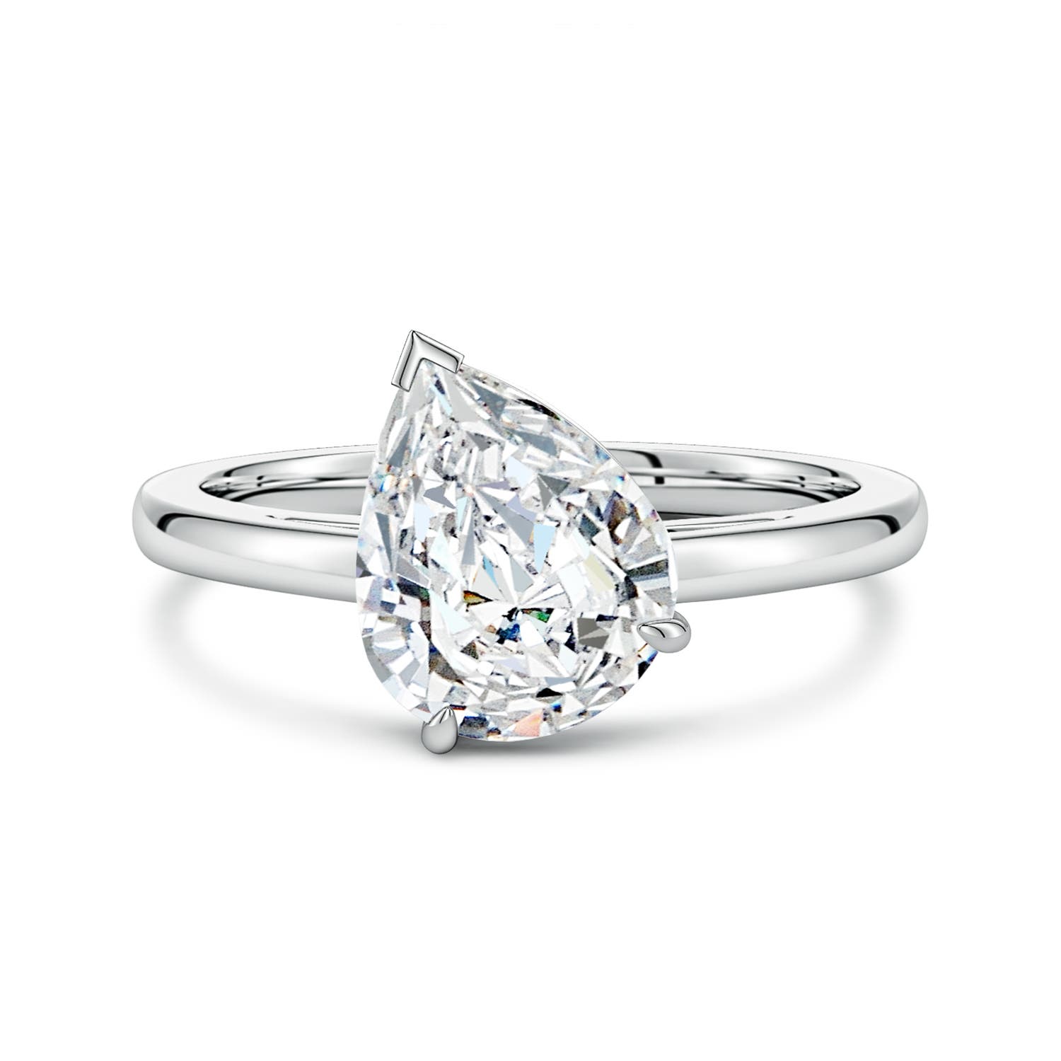 10x8mm FGVS Claw-Set Tilted Pear Lab-Grown Diamond Solitaire Engagement Ring in 18CT White Gold