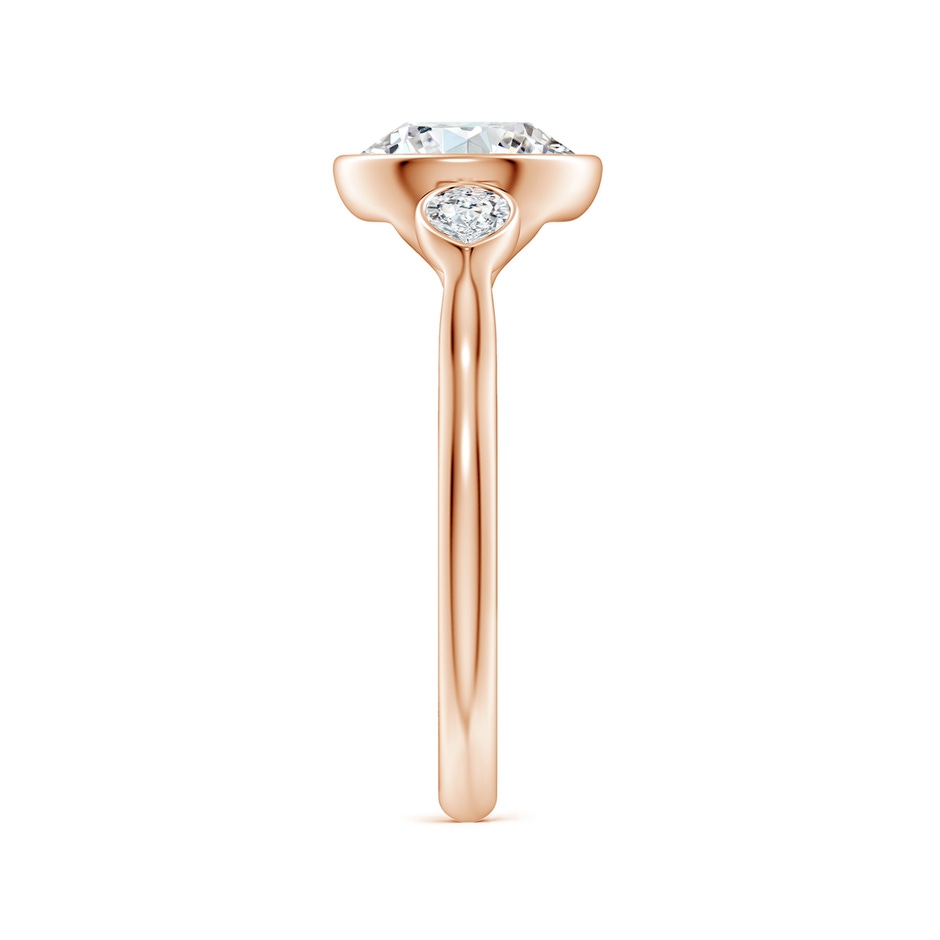 8.1mm FGVS Bezel-Set Round and Pear Lab-Grown Diamond Three-Stone Engagement Ring in Rose Gold side 299