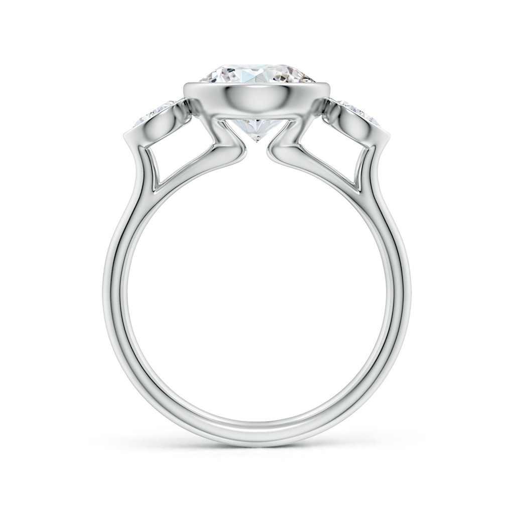 8.1mm FGVS Bezel-Set Round and Pear Lab-Grown Diamond Three-Stone Engagement Ring in White Gold - side 199