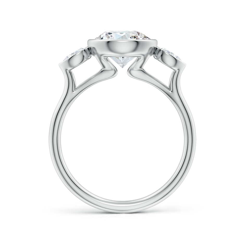 8.1mm FGVS Bezel-Set Round and Pear Lab-Grown Diamond Three-Stone Engagement Ring in White Gold side 199