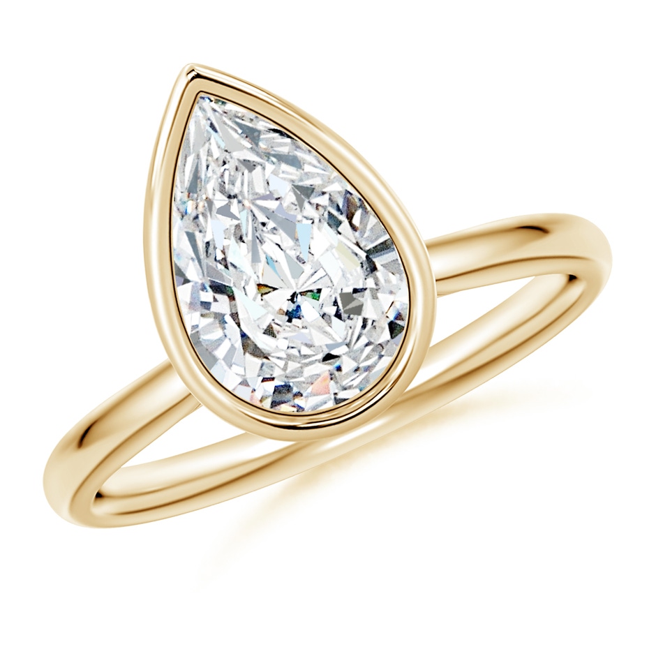 11x7mm FGVS Bezel-Set Pear Lab-Grown Diamond Solitaire Engagement Ring in Yellow Gold 