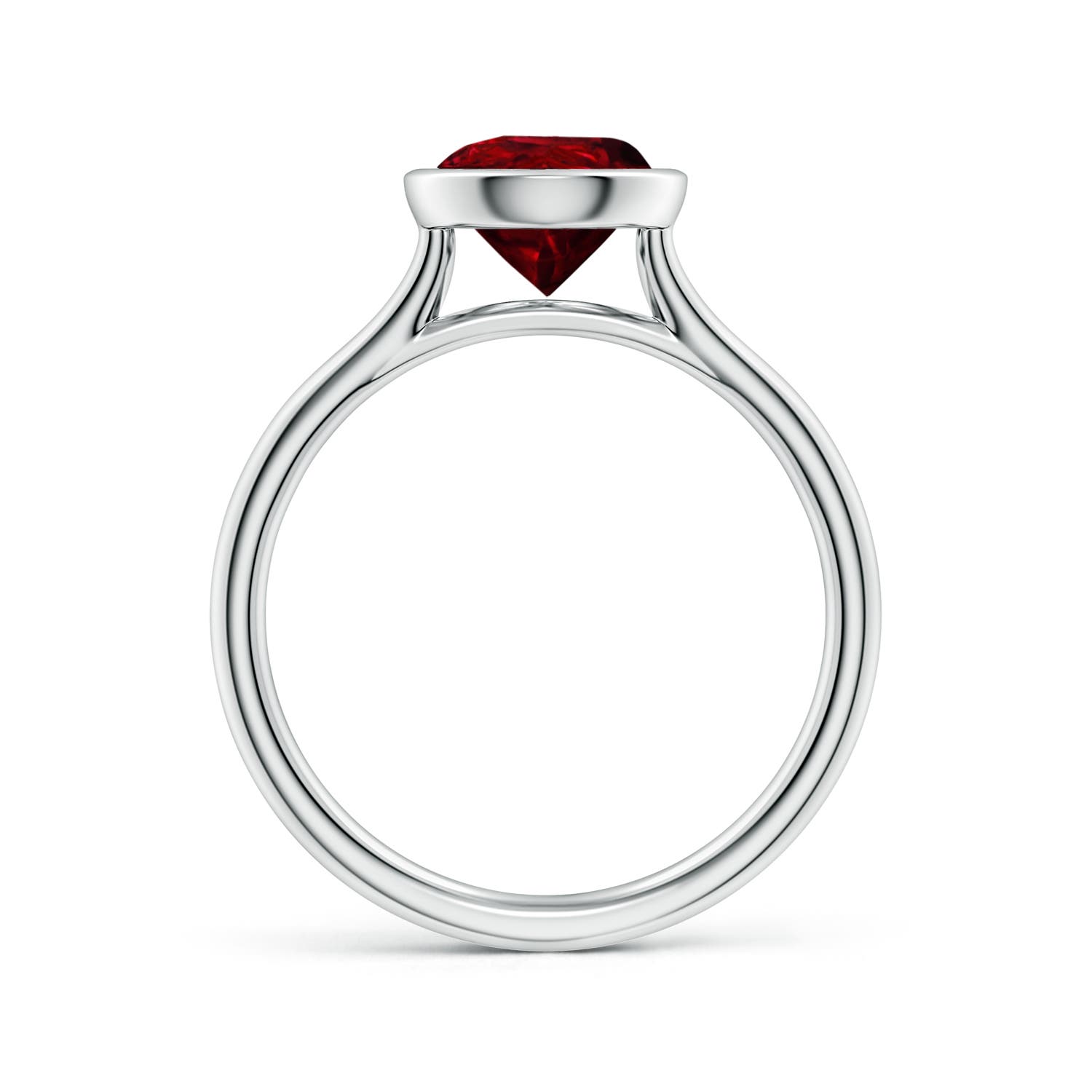 Bezel-Set Pear Lab-Grown Ruby Solitaire Engagement Ring