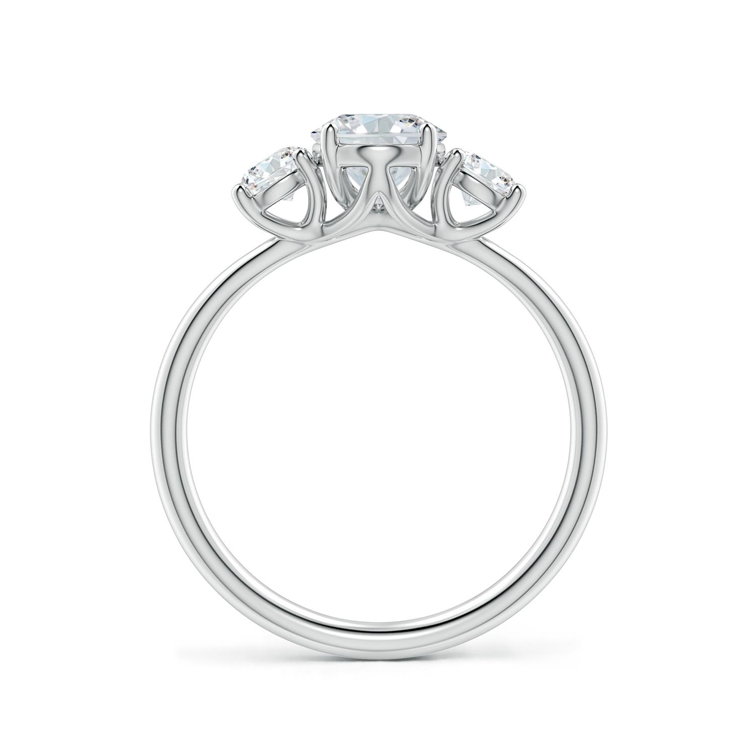 8x6mm FGVS Oval and Round Lab-Grown Diamond Three-Stone Engagement Ring in P950 Platinum