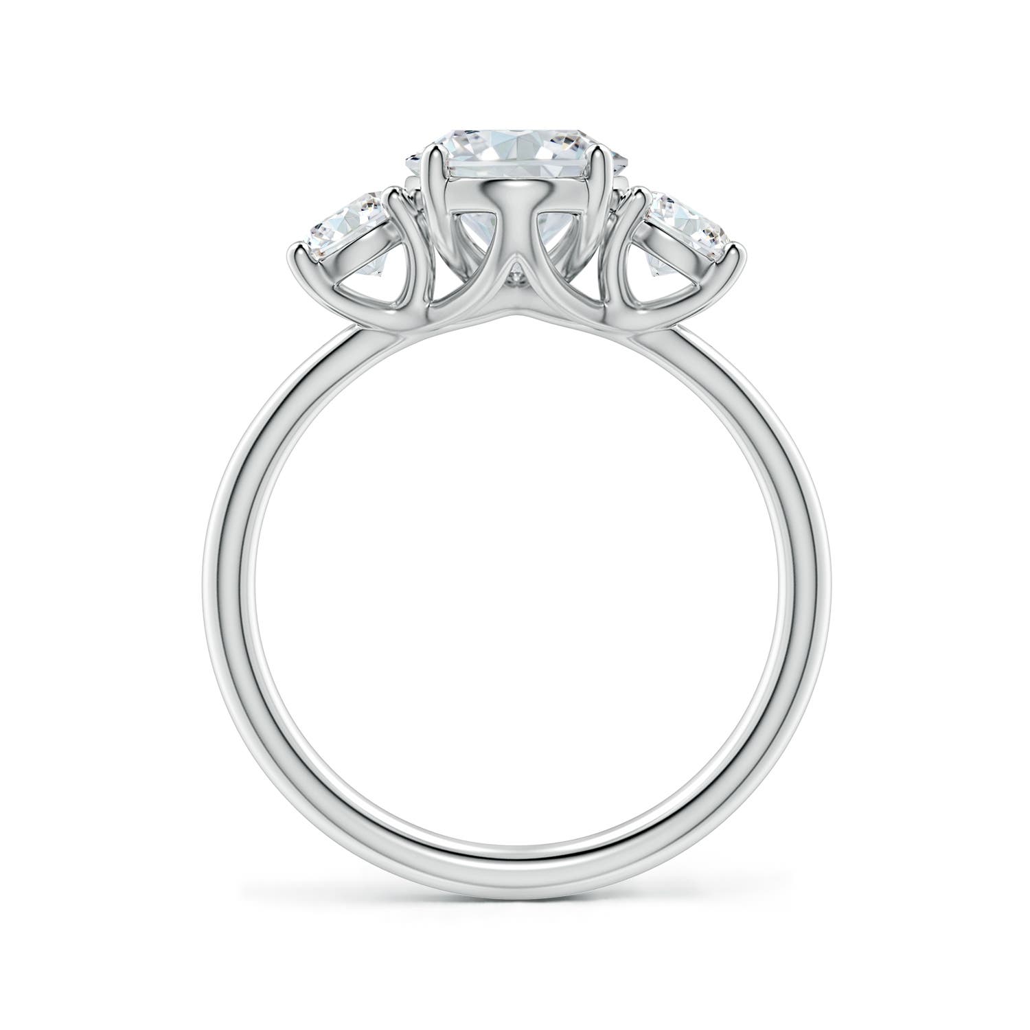 9.9x7.3mm FGVS Oval and Round Lab-Grown Diamond Three-Stone Engagement Ring in White Gold - side 3