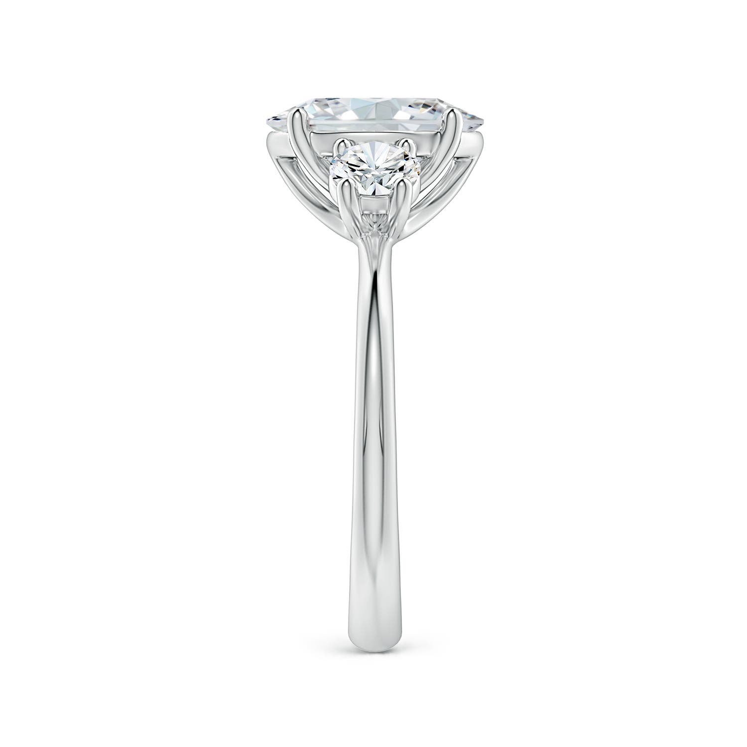 9.9x7.3mm FGVS Oval and Round Lab-Grown Diamond Three-Stone Engagement Ring in White Gold - side 4