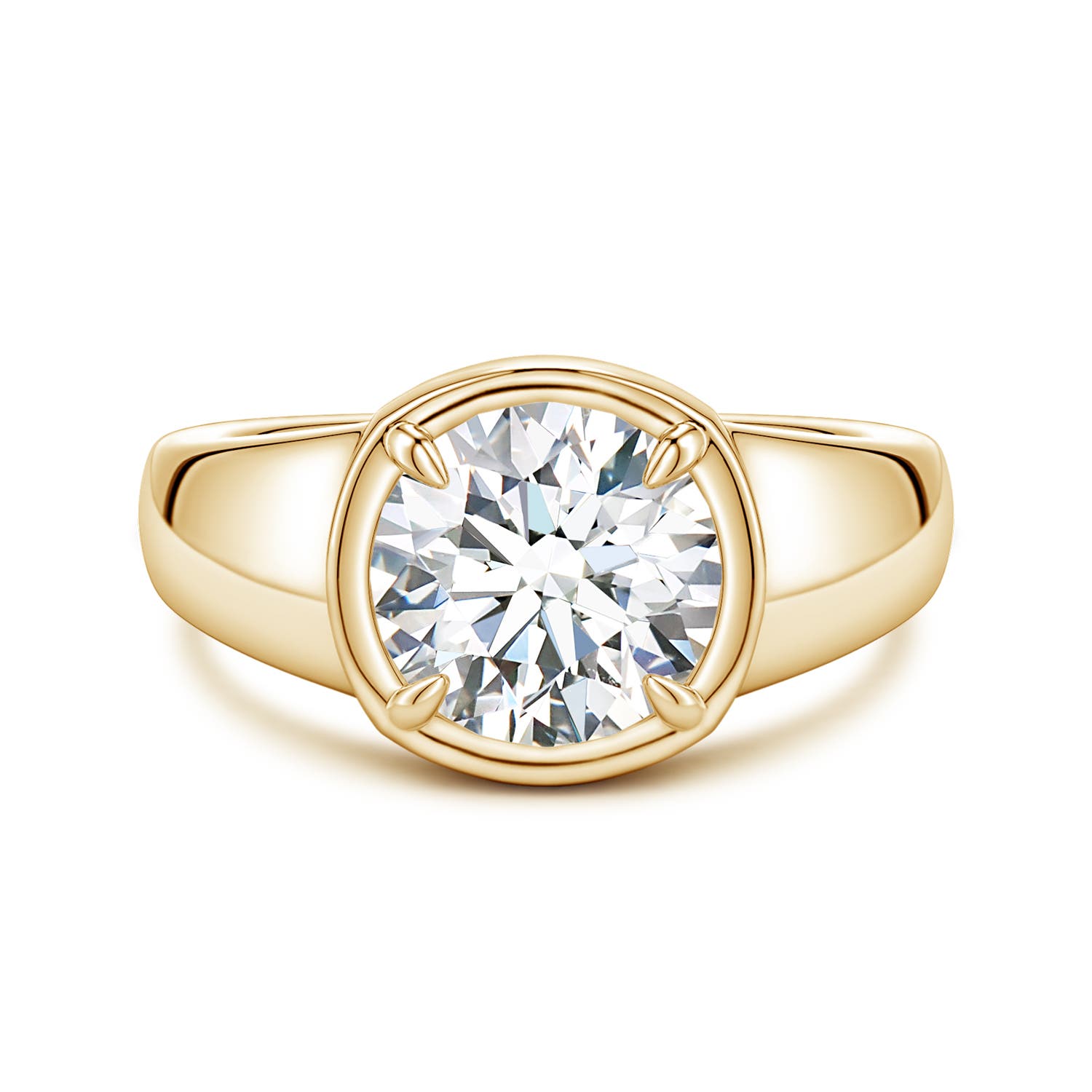 9.2mm FGVS Bezel and Prong Round Lab-Grown Diamond Solitaire Engagement Ring in 18CT Yellow Gold