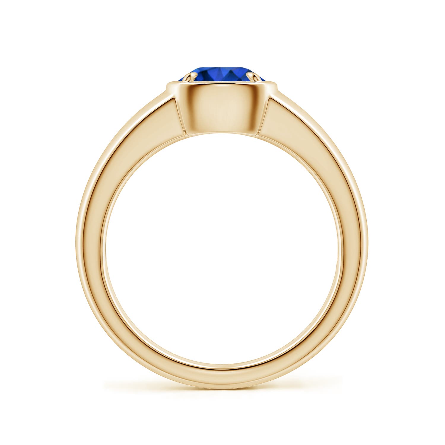 6.5mm Labgrown Bezel and Prong Round Lab-Grown Blue Sapphire Solitaire Engagement Ring in 18K Yellow Gold
