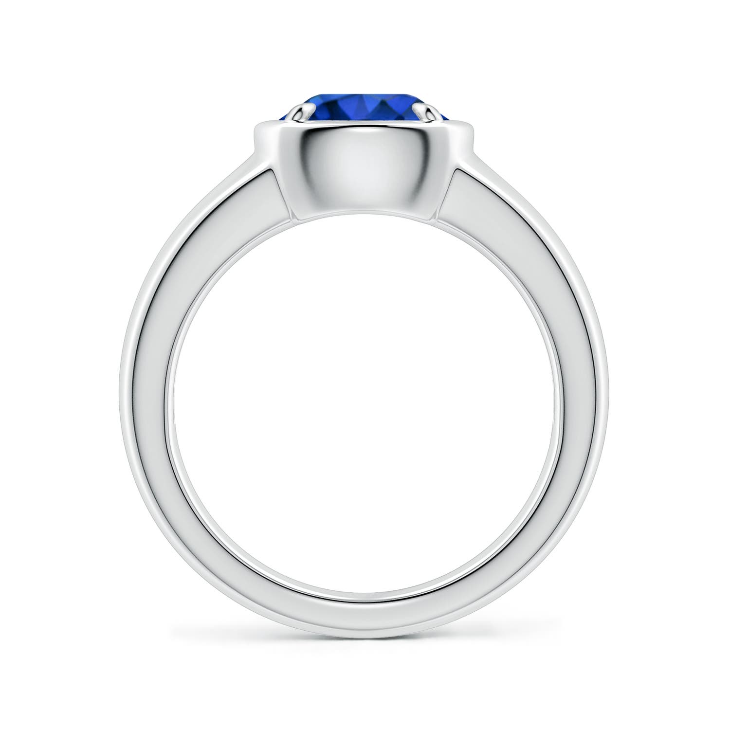 8mm Labgrown Bezel and Prong Round Lab-Grown Blue Sapphire Solitaire Engagement Ring in White Gold