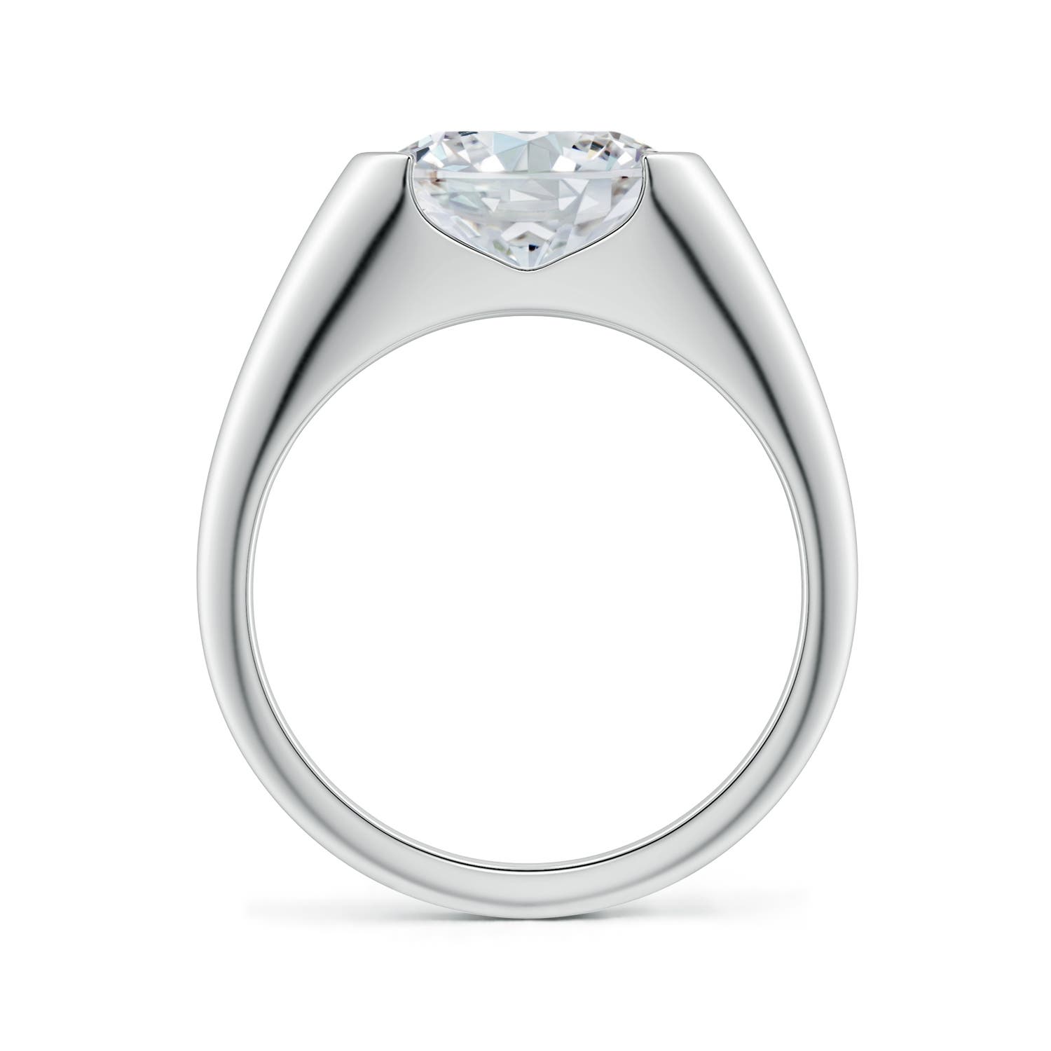 9.9x7.25mm FGVS Semi Bezel-Set Oval Lab-Grown Diamond Signet Engagement Ring in 18K White Gold