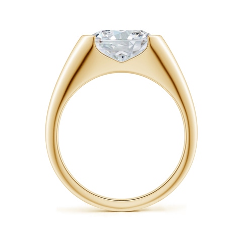 9.9x7.25mm FGVS Semi Bezel-Set Oval Lab-Grown Diamond Signet Engagement Ring in Yellow Gold
