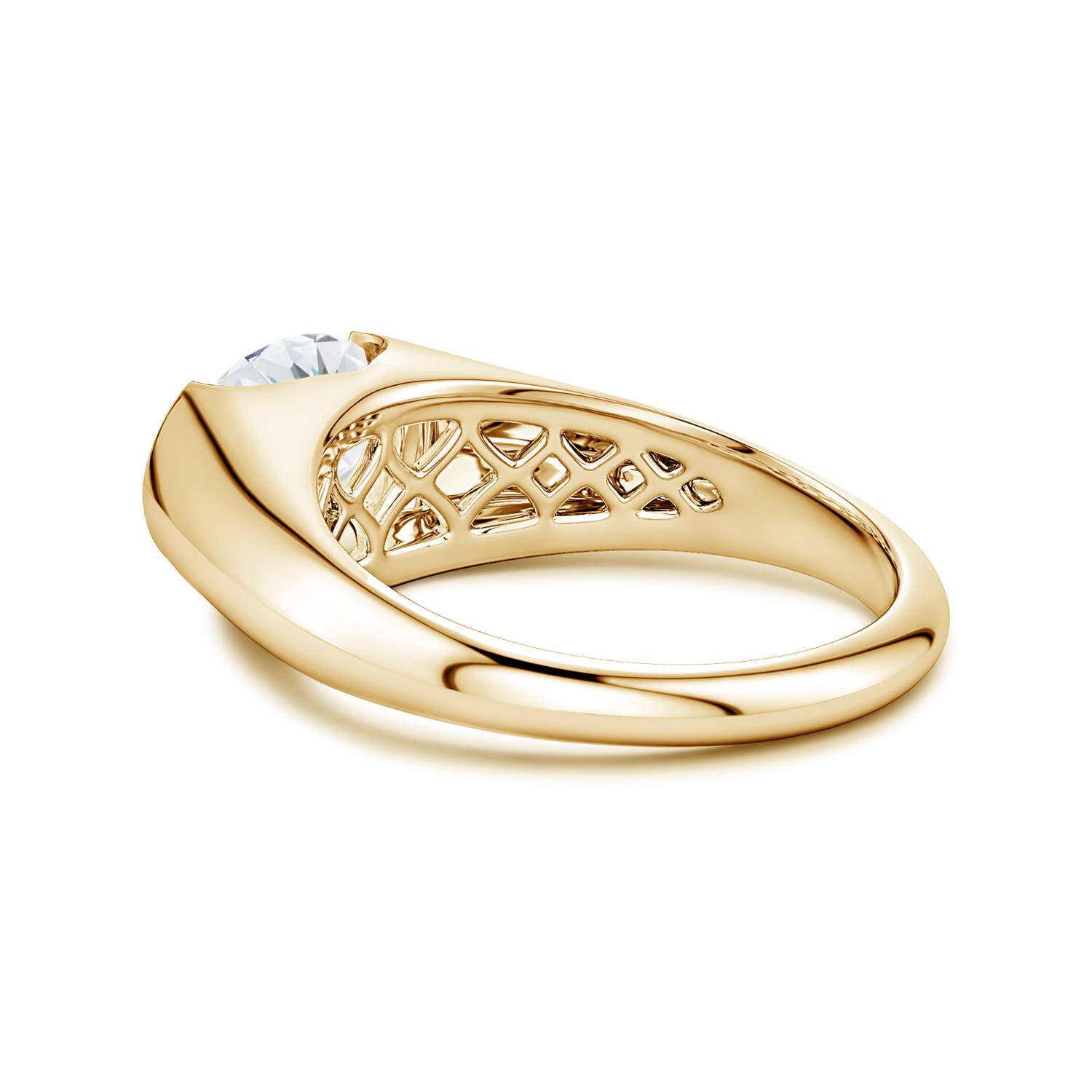 9.9x7.25mm FGVS Semi Bezel-Set Oval Lab-Grown Diamond Signet Engagement Ring in Yellow Gold - side 6