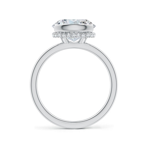 10x8mm FGVS Semi Bezel-Set Oval Lab-Grown Diamond Hidden Halo Engagement Ring in White Gold