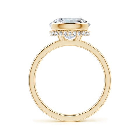 10x8mm FGVS Semi Bezel-Set Oval Lab-Grown Diamond Hidden Halo Engagement Ring in Yellow Gold