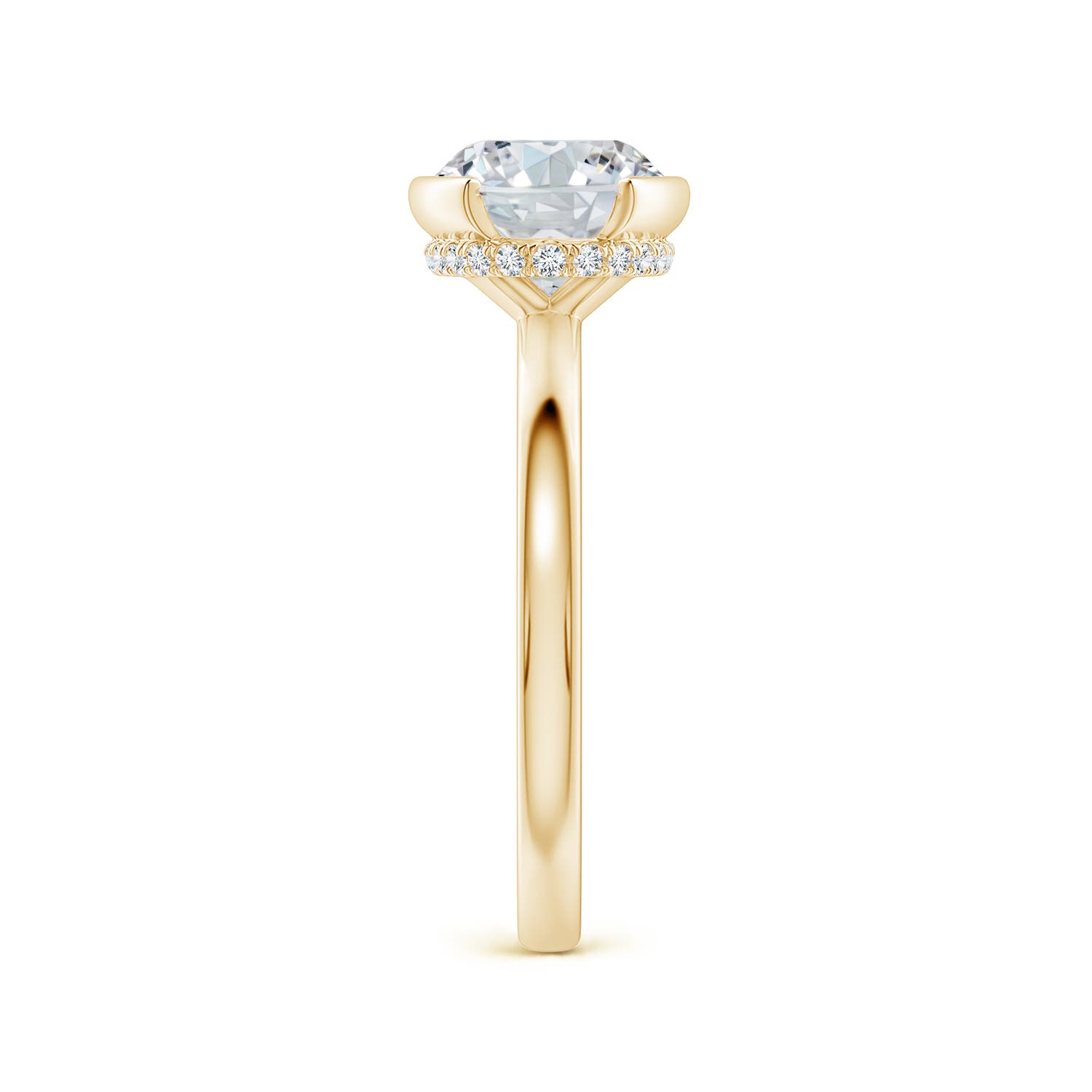 12x8mm FGVS Semi Bezel-Set Oval Lab-Grown Diamond Hidden Halo Engagement Ring in Yellow Gold - side 5