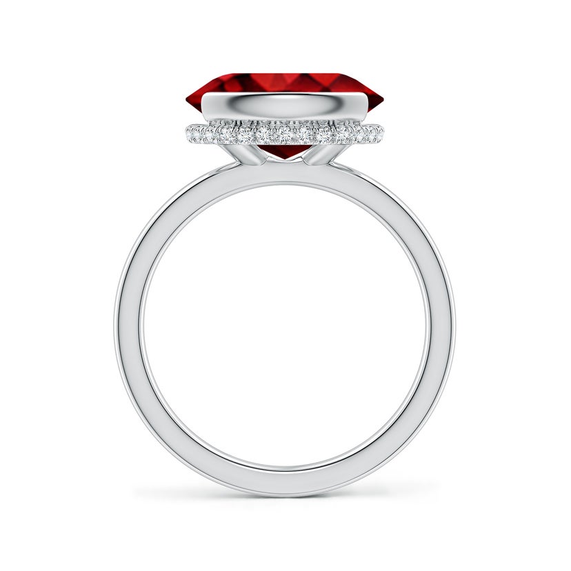 Semi Bezel-Set Oval Lab-Grown Ruby Hidden Halo Engagement Ring