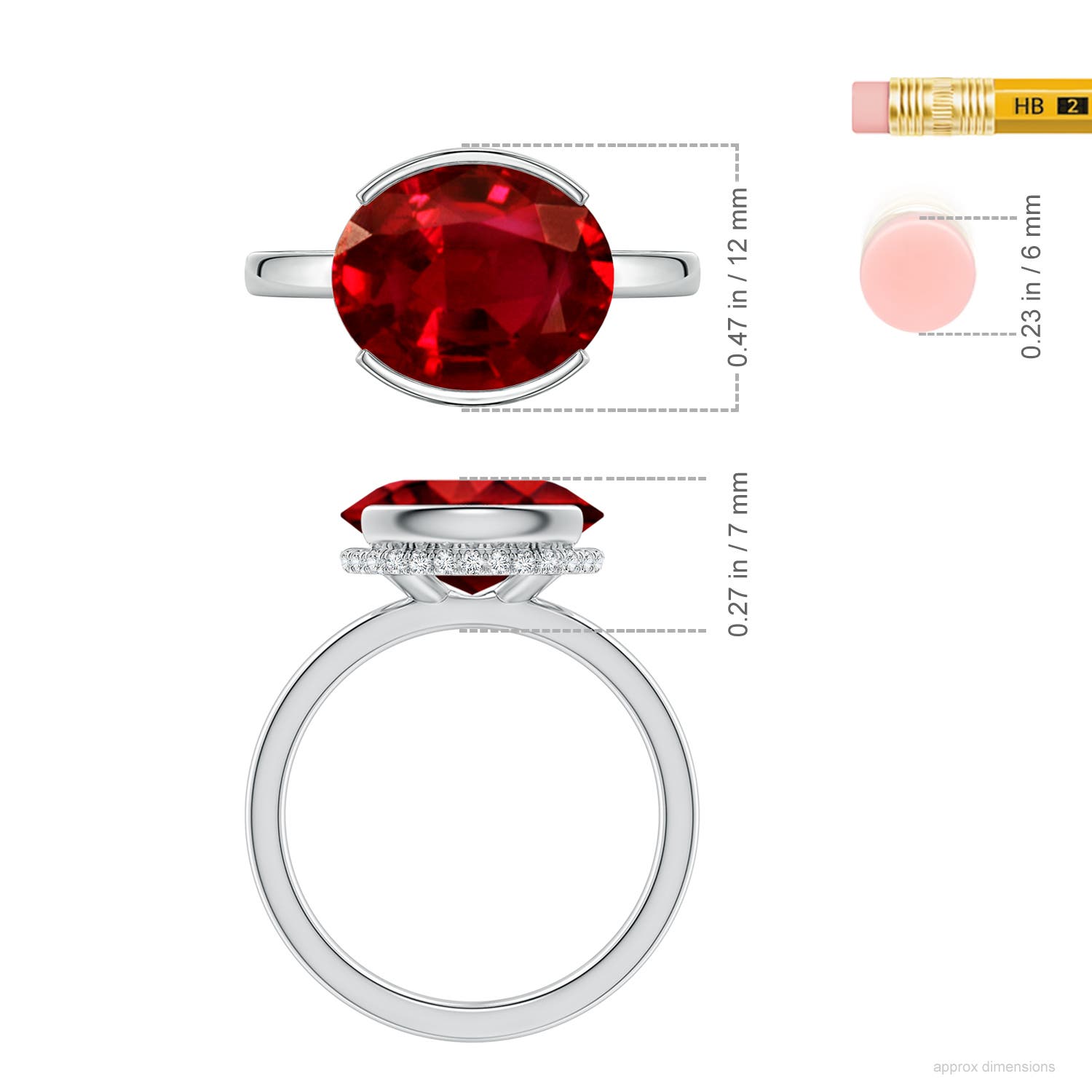 Semi Bezel-Set Oval Lab-Grown Ruby Hidden Halo Engagement Ring