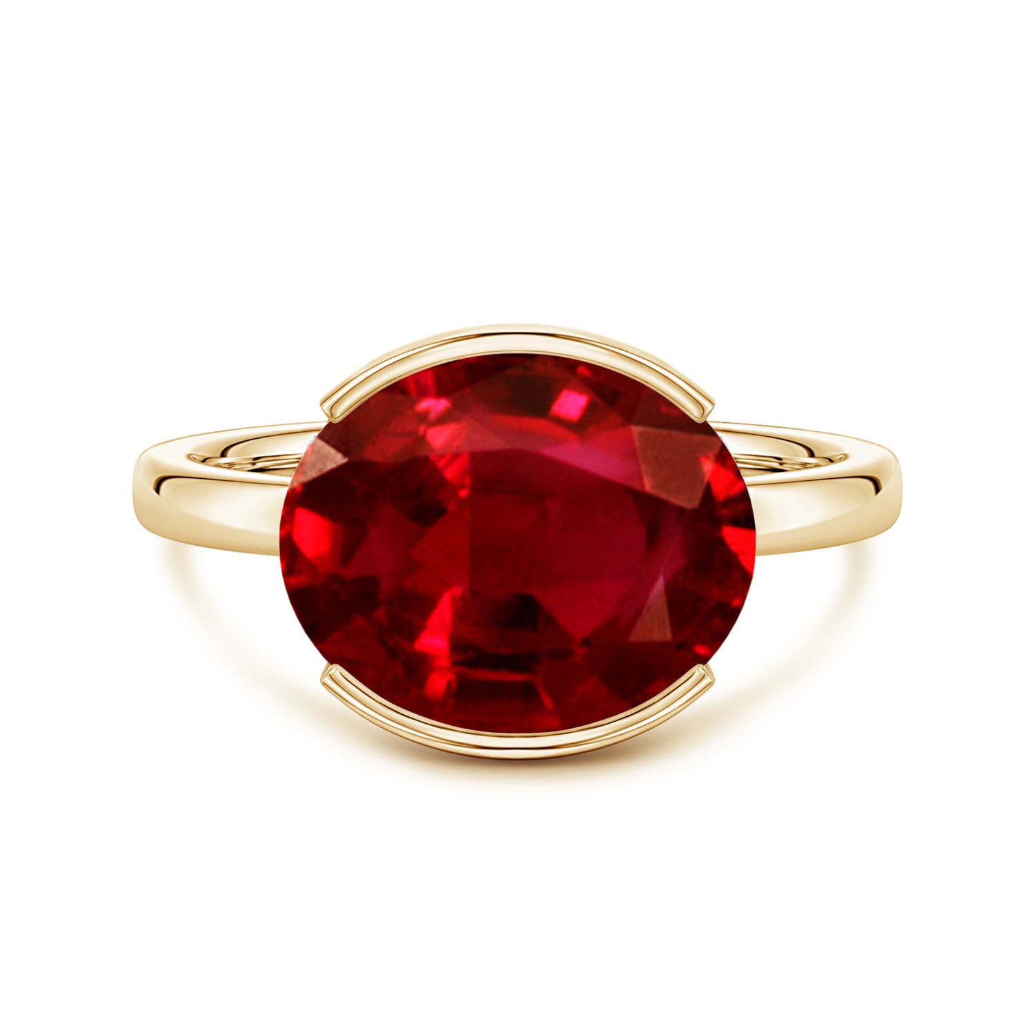 Oval Lab Ruby Lab-Grown Oval Solitaire Ruby Engagement Ring