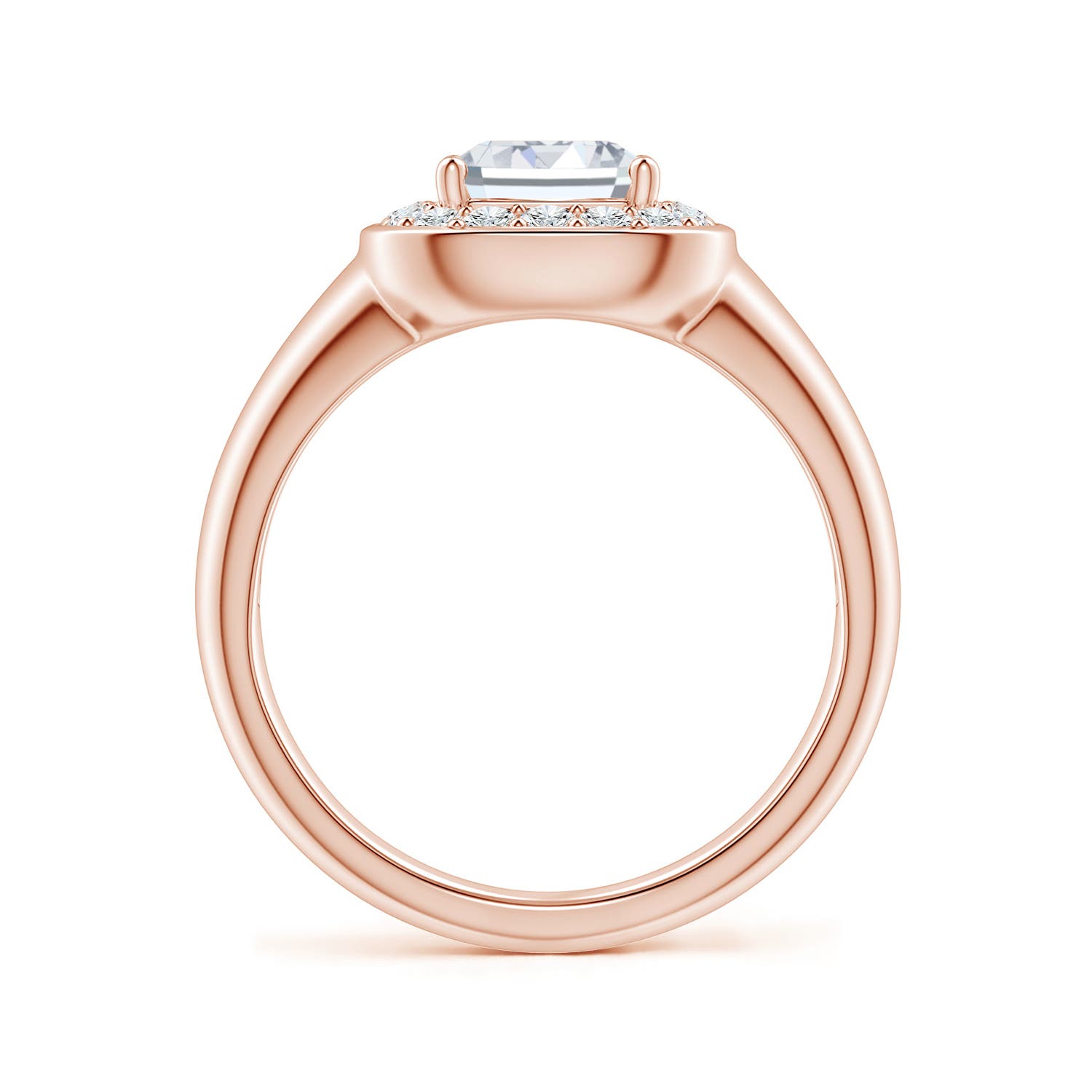 9.10x6.45mm FGVS Emerald-Cut Lab-Grown Diamond Signet Halo Engagement Ring in Rose Gold - side 3