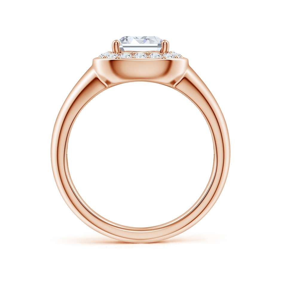9.10x6.45mm FGVS Emerald-Cut Lab-Grown Diamond Signet Halo Engagement Ring in Rose Gold side 199