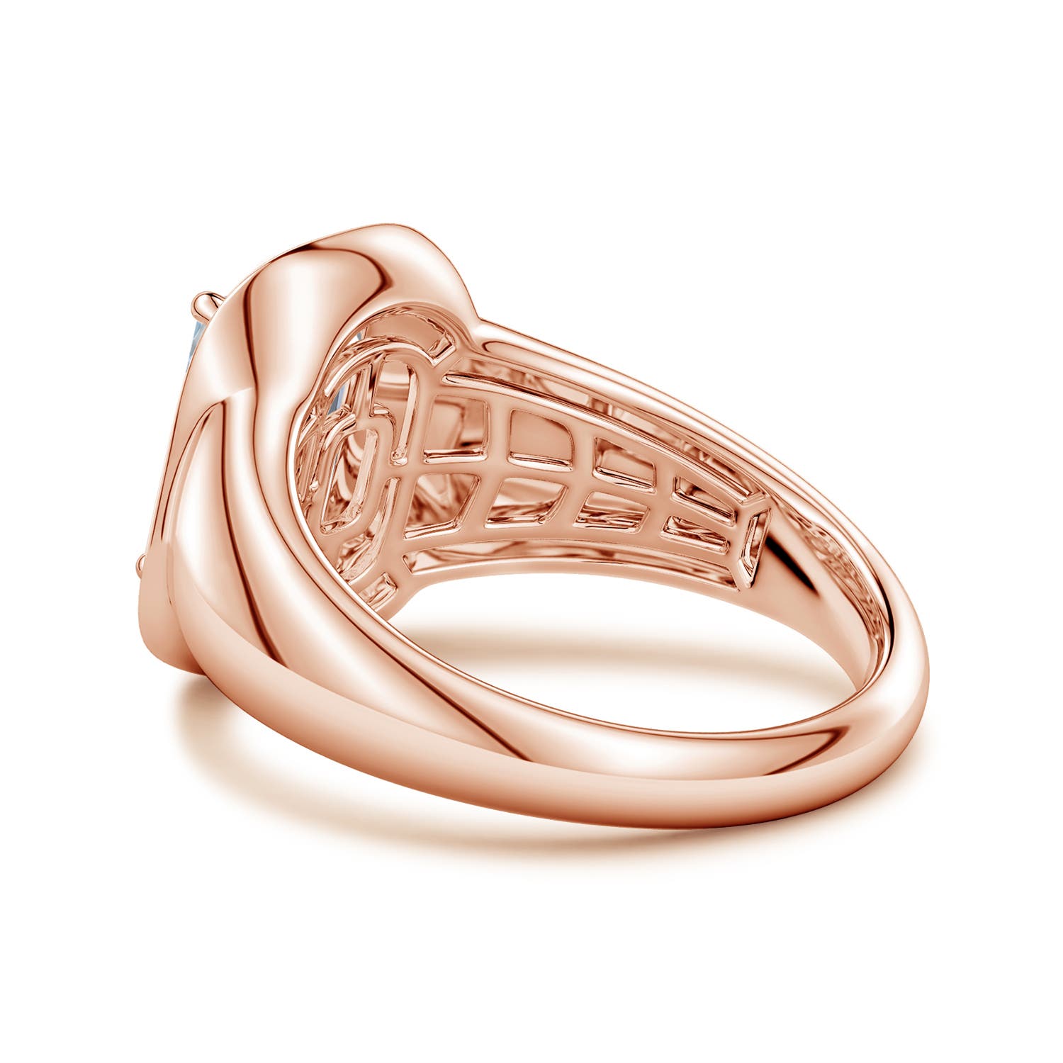 9.10x6.45mm FGVS Emerald-Cut Lab-Grown Diamond Signet Halo Engagement Ring in Rose Gold - side 5