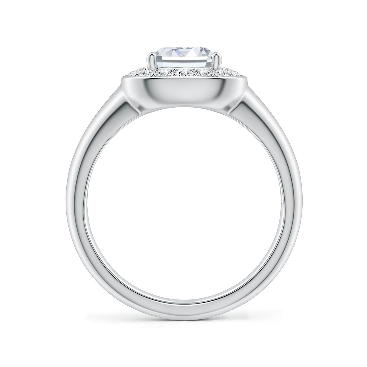 9.10x6.45mm FGVS Emerald-Cut Lab-Grown Diamond Signet Halo Engagement Ring in White Gold - side 3