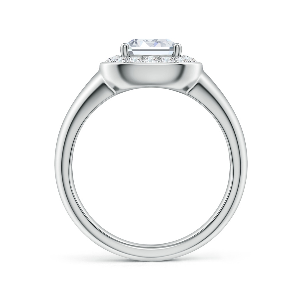 9.10x6.45mm FGVS Emerald-Cut Lab-Grown Diamond Signet Halo Engagement Ring in White Gold - side 199